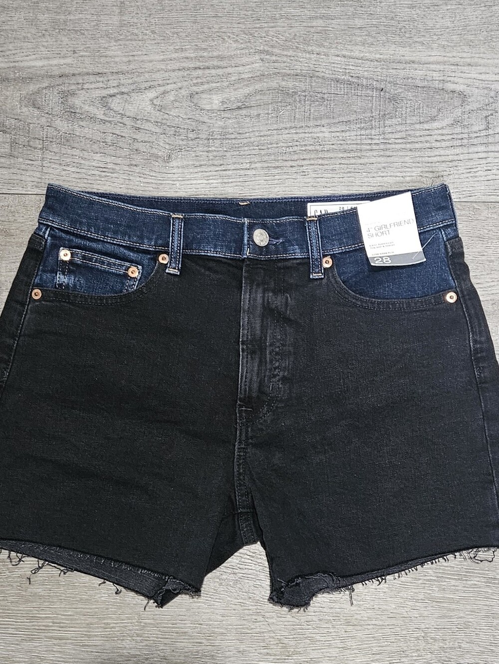 GAP Black Denim Two-Tone Cutoff Shorts